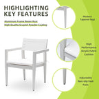Grayish Aluminum Outdoor Dining Chair with Cushion, Set of 4