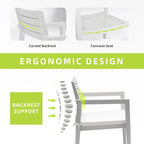 Grayish Aluminum Outdoor Dining Chair with Cushion, Set of 4