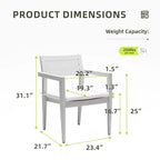 Grayish Aluminum Outdoor Dining Chair with Cushion, Set of 4