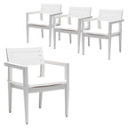 Grayish Aluminum Outdoor Dining Chair with Cushion, Set of 4