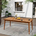 Teak Acacia Wood Outdoor Dining Table, Farmhouse Style, Seats 8
