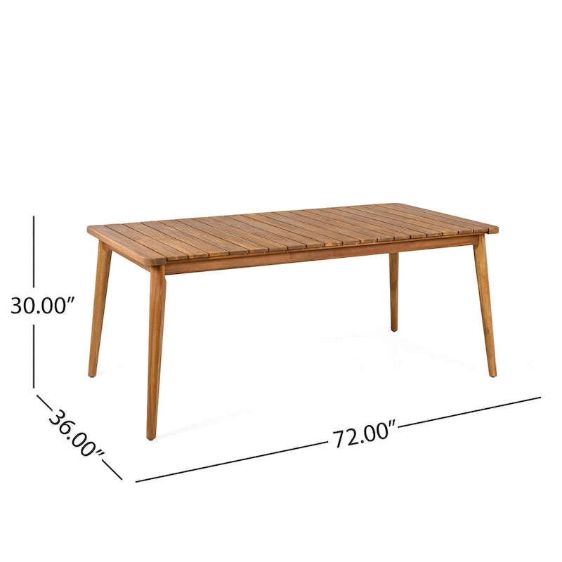 Teak Acacia Wood Outdoor Dining Table, Farmhouse Style, Seats 8