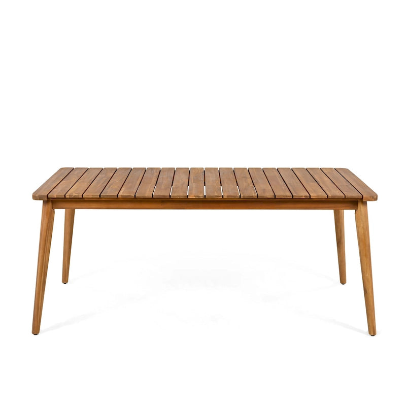 Teak Acacia Wood Outdoor Dining Table, Farmhouse Style, Seats 8