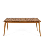 Teak Acacia Wood Outdoor Dining Table, Farmhouse Style, Seats 8