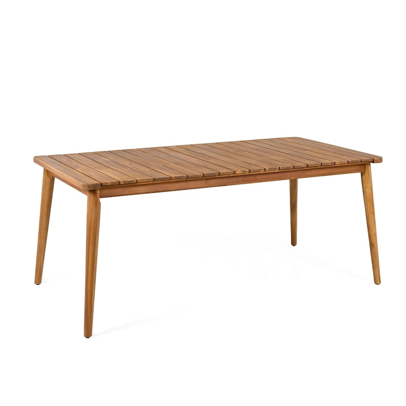 Teak Acacia Wood Outdoor Dining Table, Farmhouse Style, Seats 8