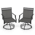 Grey/Brown Swivel Patio Dining Chair with 360° Rotation, Set of 2