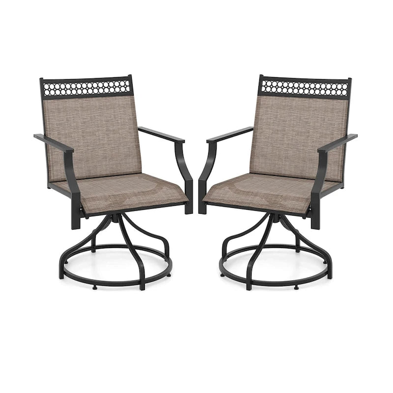 Costway Patio Swivel Dining Chairs Set of 2 with Quick-Drying Fabric - 2 PCS