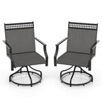 Grey/Brown Swivel Patio Dining Chair with 360° Rotation, Set of 2