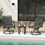 Grey/Brown Swivel Patio Dining Chair with 360° Rotation, Set of 2