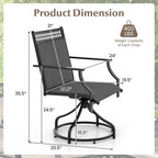Grey/Brown Swivel Patio Dining Chair with 360° Rotation, Set of 2