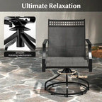 Grey/Brown Swivel Patio Dining Chair with 360° Rotation, Set of 2