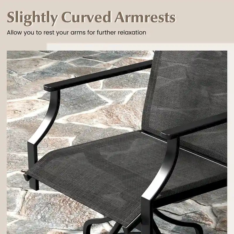 Grey/Brown Swivel Patio Dining Chair with 360° Rotation, Set of 2