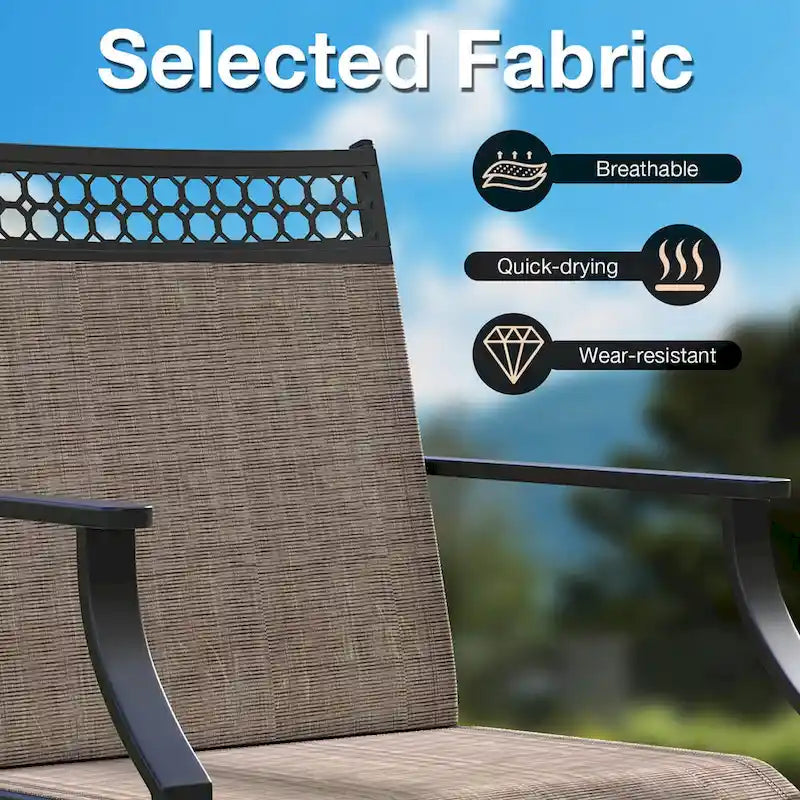 Grey/Brown Swivel Patio Dining Chair with 360° Rotation, Set of 2