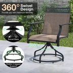 Grey/Brown Swivel Patio Dining Chair with 360° Rotation, Set of 2