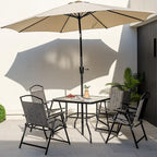 Black Square Tempered Glass Outdoor Dining Table for 4, 34"