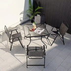 Black Square Tempered Glass Outdoor Dining Table for 4, 34"