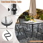 Black Square Tempered Glass Outdoor Dining Table for 4, 34"
