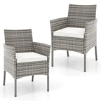 Costway Set of 2 Patio Rattan Arm Dining Chair Cushioned Sofa - See Details