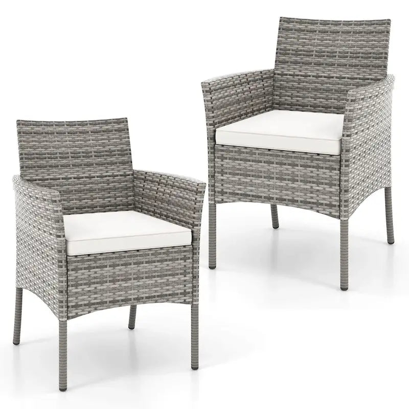 Costway Set of 2 Patio Rattan Arm Dining Chair Cushioned Sofa - See Details