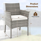 Off-White & Gray Rattan Arm Dining Chair with Cushion, Set of 2