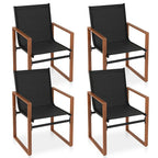 Black/Brown Outdoor Dining Chair with Armrests, Set of 4