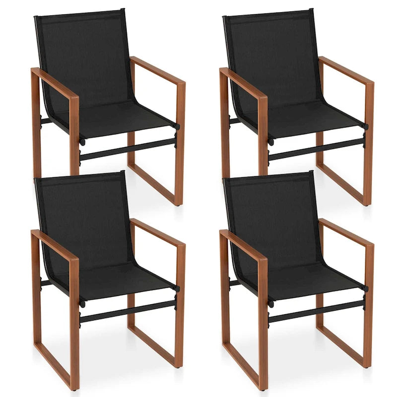 Gymax 4 PCS Outdoor Dining Chairs Patio Furniture Chair w/ Breathable