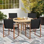 Black/Brown Outdoor Dining Chair with Armrests, Set of 4