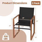 Black/Brown Outdoor Dining Chair with Armrests, Set of 4