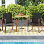 Black/Brown Outdoor Dining Chair with Armrests, Set of 4