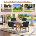 Black/Brown Outdoor Dining Chair with Armrests, Set of 4