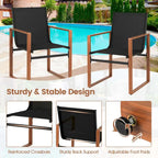 Black/Brown Outdoor Dining Chair with Armrests, Set of 4