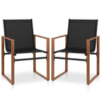 Black/Brown Outdoor Dining Chair with Armrests, Set of 4