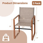 Black/Brown Outdoor Dining Chair with Armrests, Set of 4