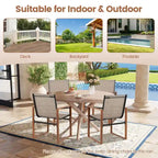 Black/Brown Outdoor Dining Chair with Armrests, Set of 4