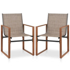 Black/Brown Outdoor Dining Chair with Armrests, Set of 4