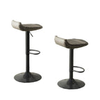 Gray & Black Wicker Foldable Outdoor Barstool, Adjustable Height, Set of 2