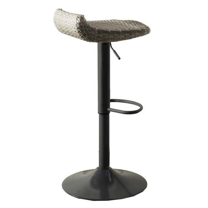 Gray & Black Wicker Foldable Outdoor Barstool, Adjustable Height, Set of 2