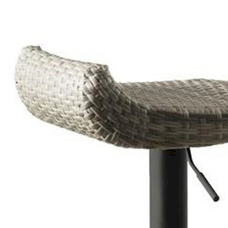 Gray & Black Wicker Foldable Outdoor Barstool, Adjustable Height, Set of 2