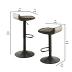 Gray & Black Wicker Foldable Outdoor Barstool, Adjustable Height, Set of 2