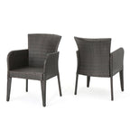 Naya Dining Chair Set of 2, Iron Legs, Multi Brown Outdoor Resin Wicker