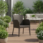 Brown Multi Resin Wicker Outdoor Dining Chair, Set of 2
