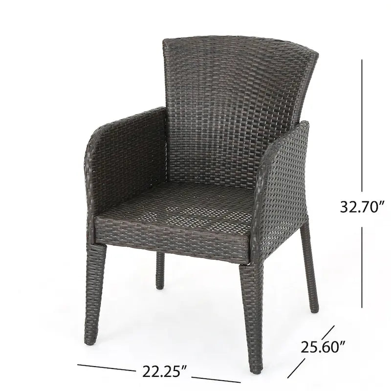 Brown Multi Resin Wicker Outdoor Dining Chair, Set of 2