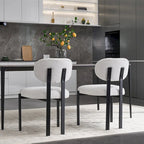 Tufted Dining Chair with Black Metal Legs – Set of 2 (Grey / Green / Pink)