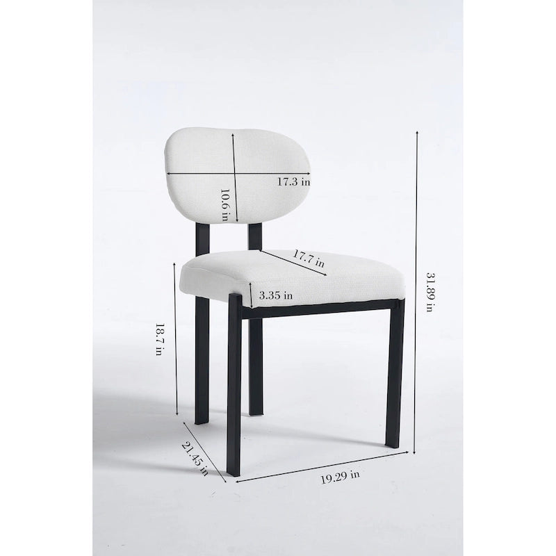 Tufted Dining Chair with Black Metal Legs – Set of 2 (Grey / Green / Pink)