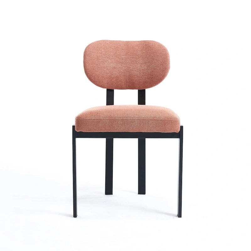 Tufted Dining Chair with Black Metal Legs – Set of 2 (Grey / Green / Pink)