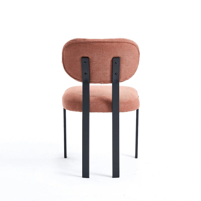Tufted Dining Chair with Black Metal Legs – Set of 2 (Grey / Green / Pink)