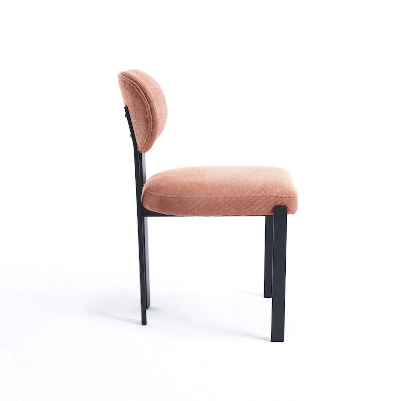 Tufted Dining Chair with Black Metal Legs – Set of 2 (Grey / Green / Pink)