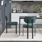 Tufted Dining Chair with Black Metal Legs – Set of 2 (Grey / Green / Pink)