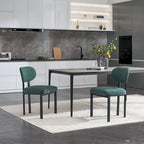 Tufted Dining Chair with Black Metal Legs – Set of 2 (Grey / Green / Pink)