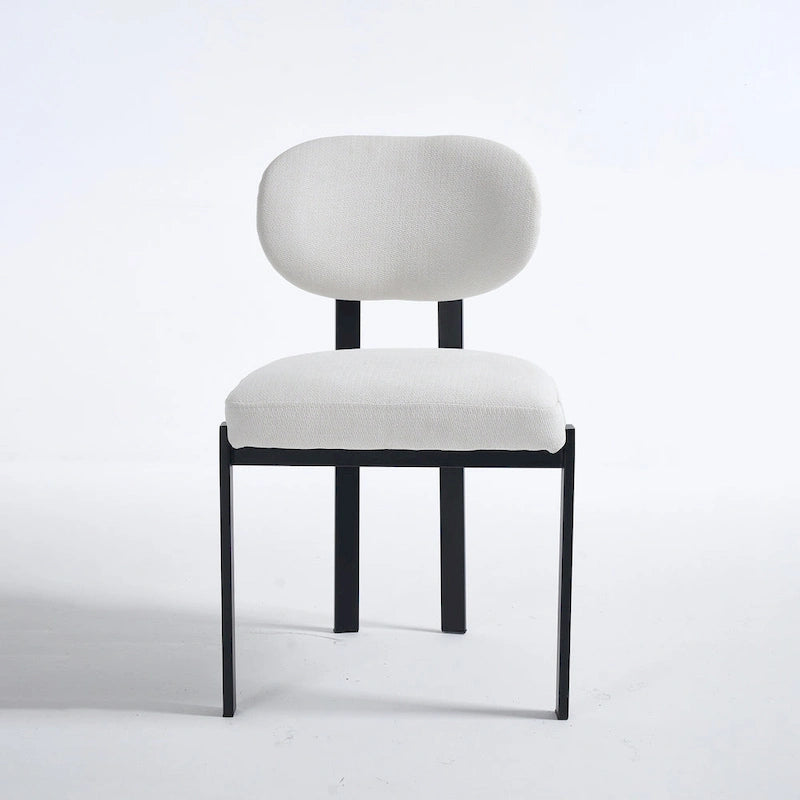 Tufted Dining Chair with Black Metal Legs – Set of 2 (Grey / Green / Pink)